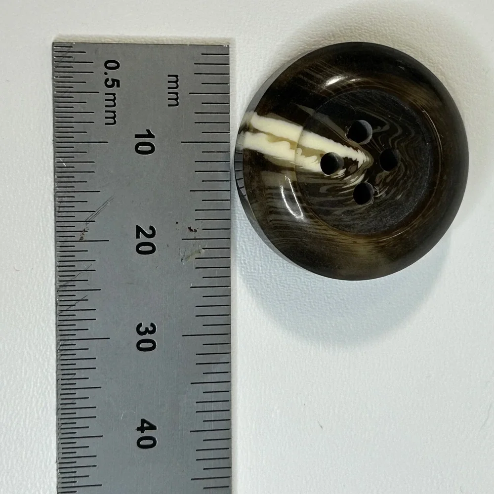 11pc Set Large 30mm Faux Horn Buttons Dark Brown Marbled Resin 4-Hole for Coats‎